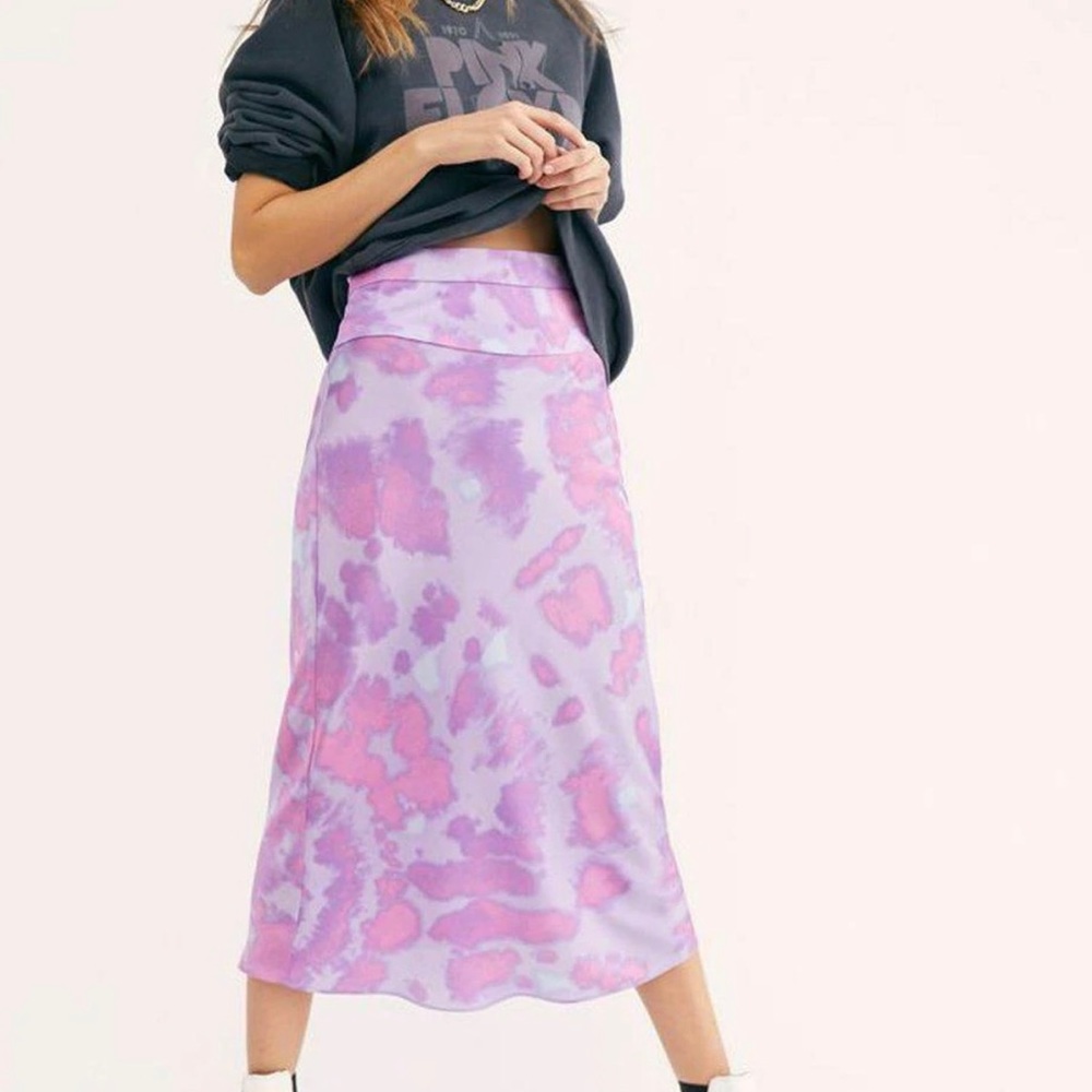 Free People Normani Bias Skirt In Purple Tie-Dye